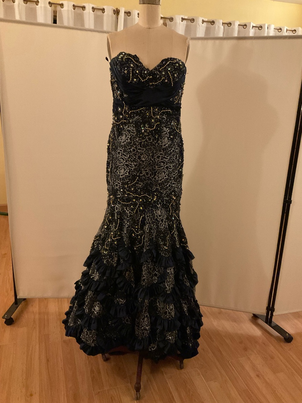 Mac Duggal couture Cassandra stone formal town Mermaid Evening Dress excellent 8